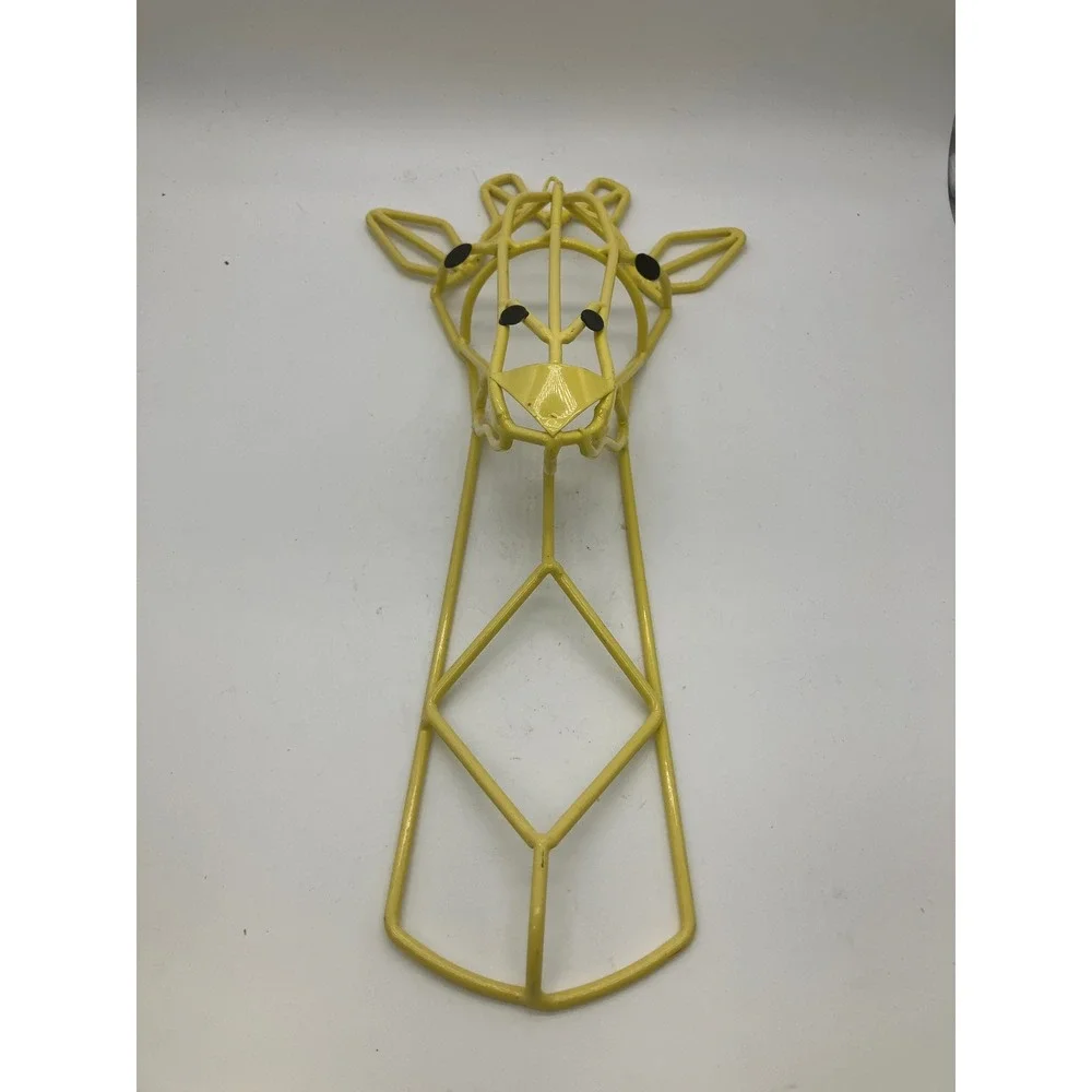 Set of 3 Yellow Metal Giraffe Wall Hooks Geometric Safari Nursery Decor 13.5in
